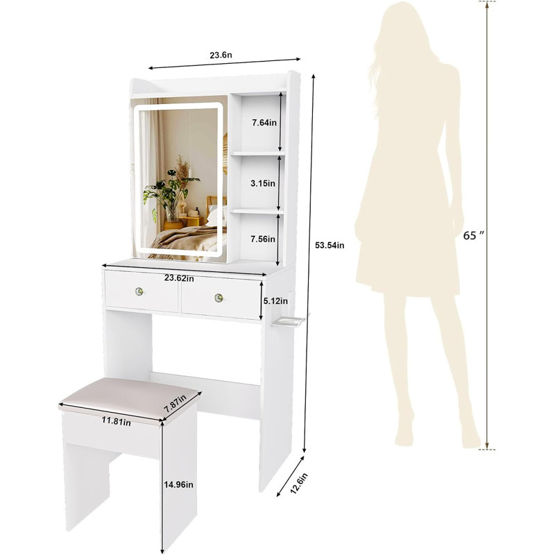 60 cm W Chest of 2 Drawers