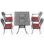 Ensemble de 7 pièces de mobilier de patio en aluminium coulé avec cadre et coussins de siège rouges