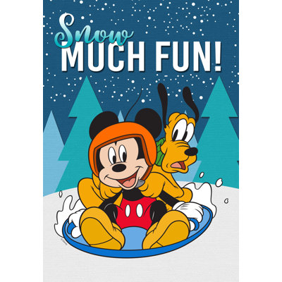 Drapeau de jardin Disney Snow Beaucoup de plaisir, 12,5 po x 18 po, produit Disney sous licence officielle, porte-drapeau vendu séparément
