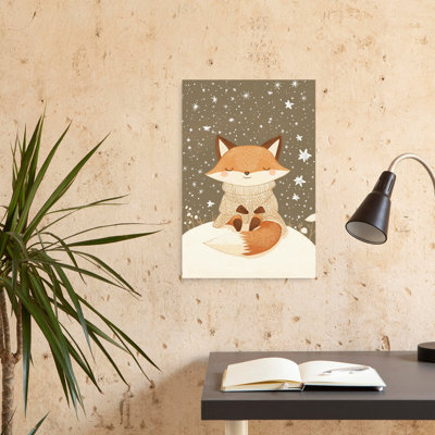 Cozy Winter Fox Dreamy Peaceful Serene Fox Winter Forest Wall Art Print 1 Piece Wrapped Canvas Wall Art