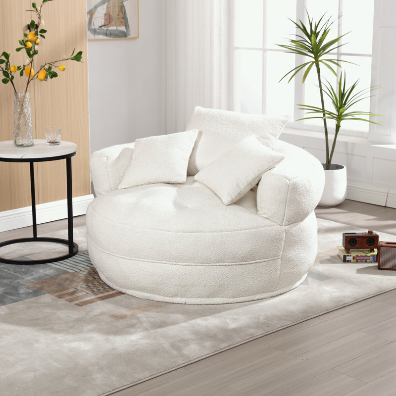 Canapé simple en chenille avec coussins, Beige