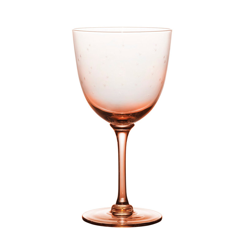 Handmade Crystal Wine Glass, Clear/Orange