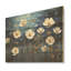 «Midnight Indigo Buttercups - Buttercups», art mural sur bois de pin naturel-101405281