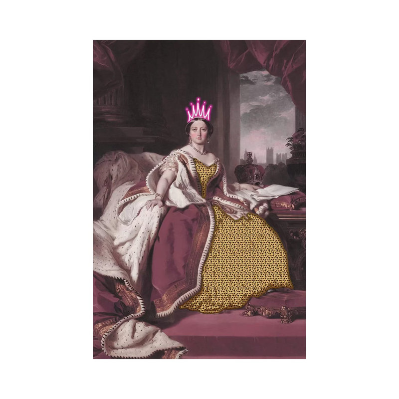 Queen Victoria With Neon Crown - Print on Canvas, Wrapped Canvas, 30.48cm H x 20.32cm W x 1.91cm D