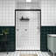 Double porte de douche coulissante avec rebord en verre chanfreiné, poignée en acier inoxydable, étanchéité à l'eau-121166366