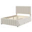 Lit plateforme double tapissier avec lit gigogne simple et 3 tiroirs, tissu en lin-33694011
