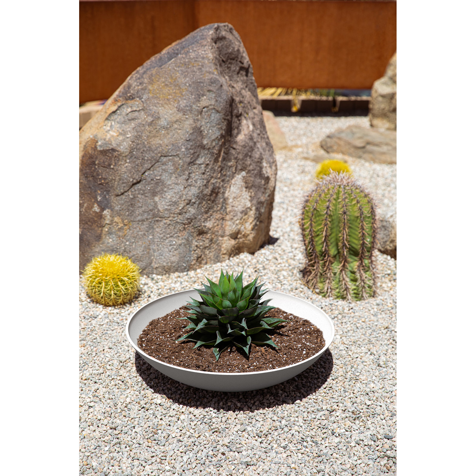 Pure Series Lane Weather Resistant Bowl Planter , 6" H x 24" W x 24" D, White, Set of 1