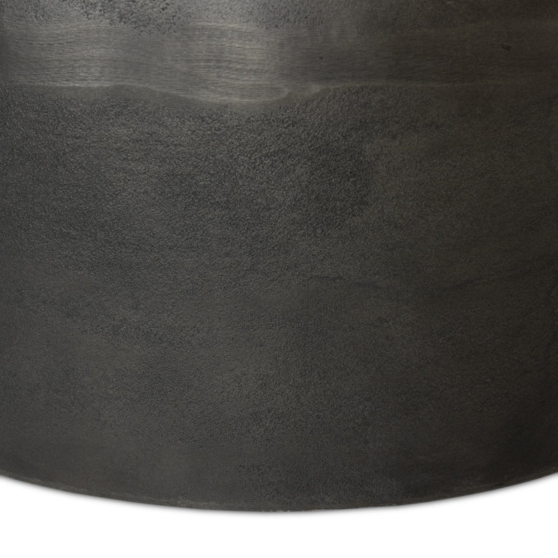 Corbett Pedestal End Table, Black Marble, Hammered Gray
