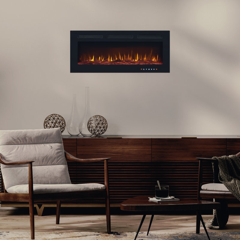 Chamberlayne Wall Mounted Electric Fireplace, Inserts Recessed, Wall Mounted Fireplace LED Fireplace, 50"