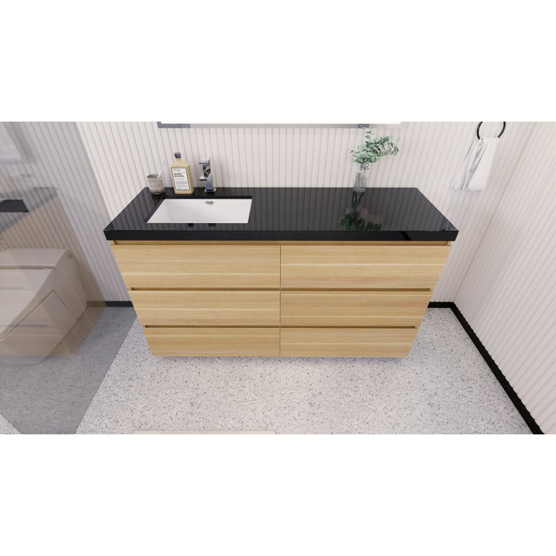 Base de meuble-lavabo simple 60 po Reyes, Chêne blanc