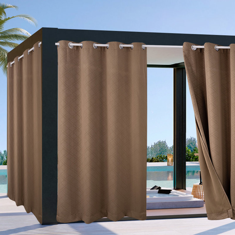 Rideau de terrasse extérieur imperméable Lakyshia, Brun, L 52 po x L 94 po