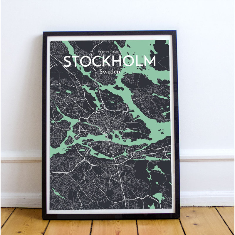 Stockholm City Map - No Frame Print, 127.4 cm H x 61 cm W x 0.1 cm D