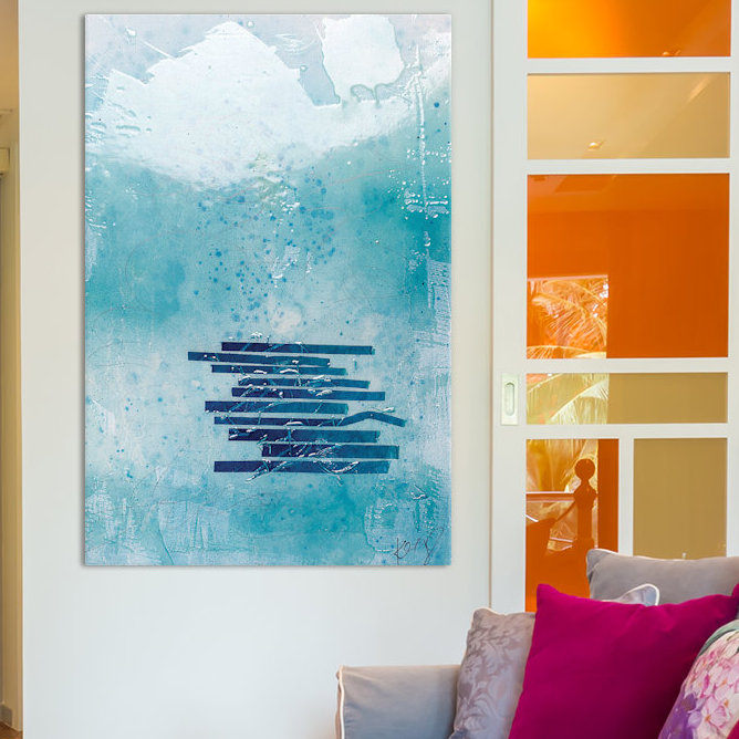 « water », art mural sur toile tendue, H 18 po x l 12 po x P 1,5 po
