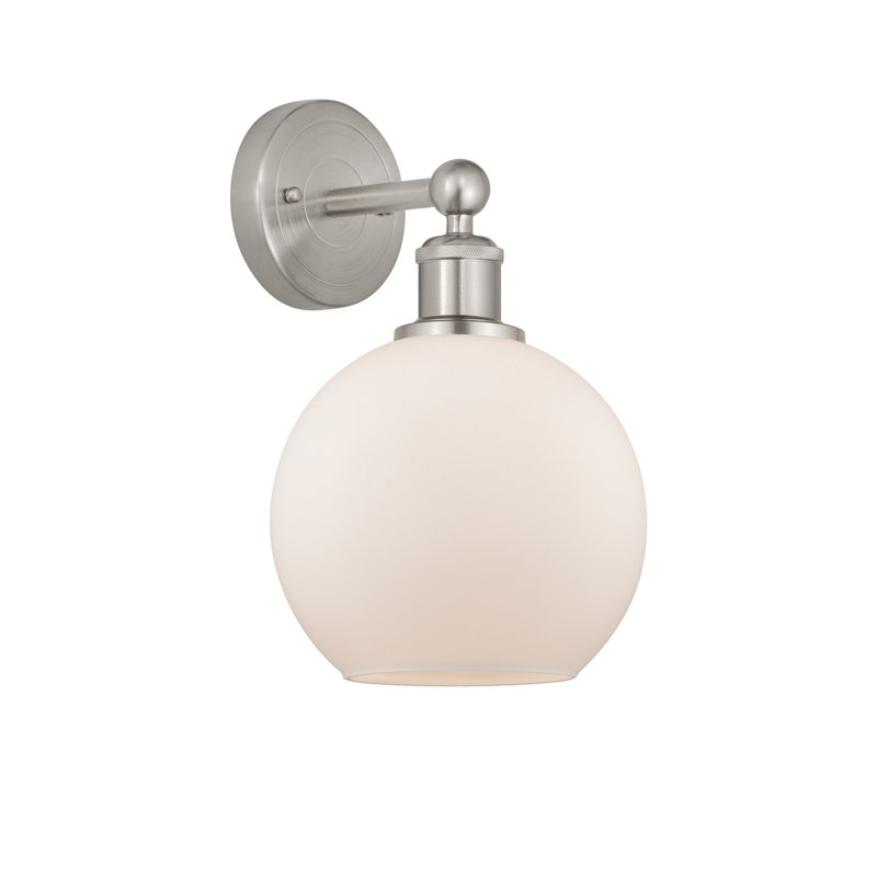 Ellington Steel Armed Sconce, Matte White, Satin Nickel