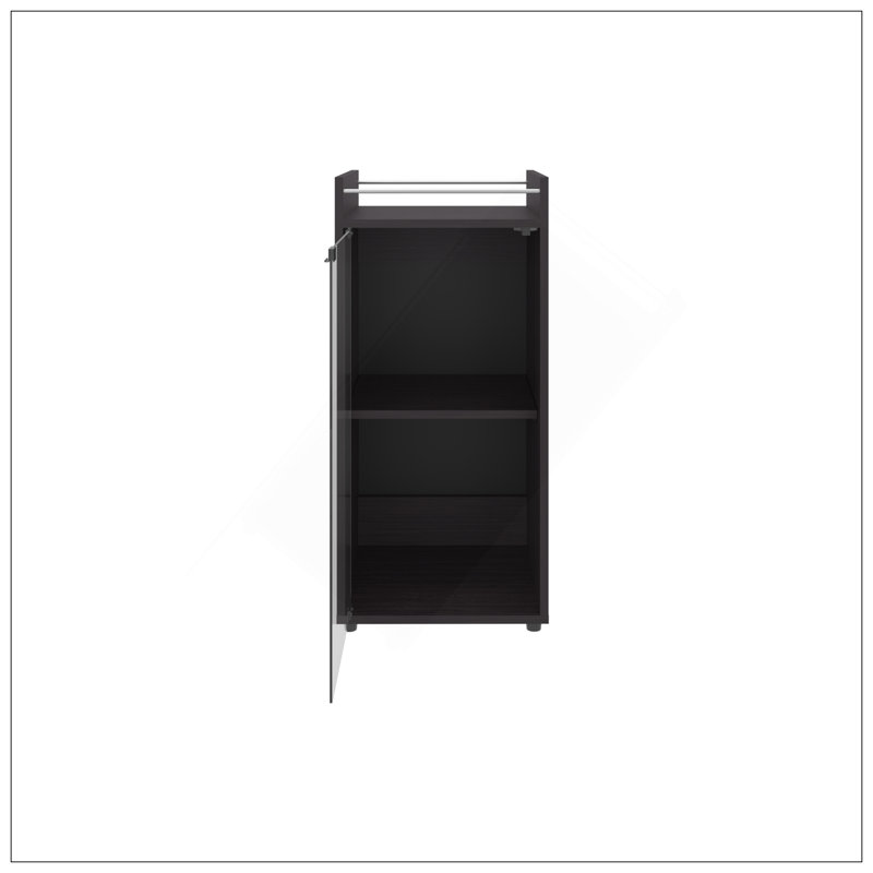 Bar, 1 porte vitrée, 3 tablettes, Noir