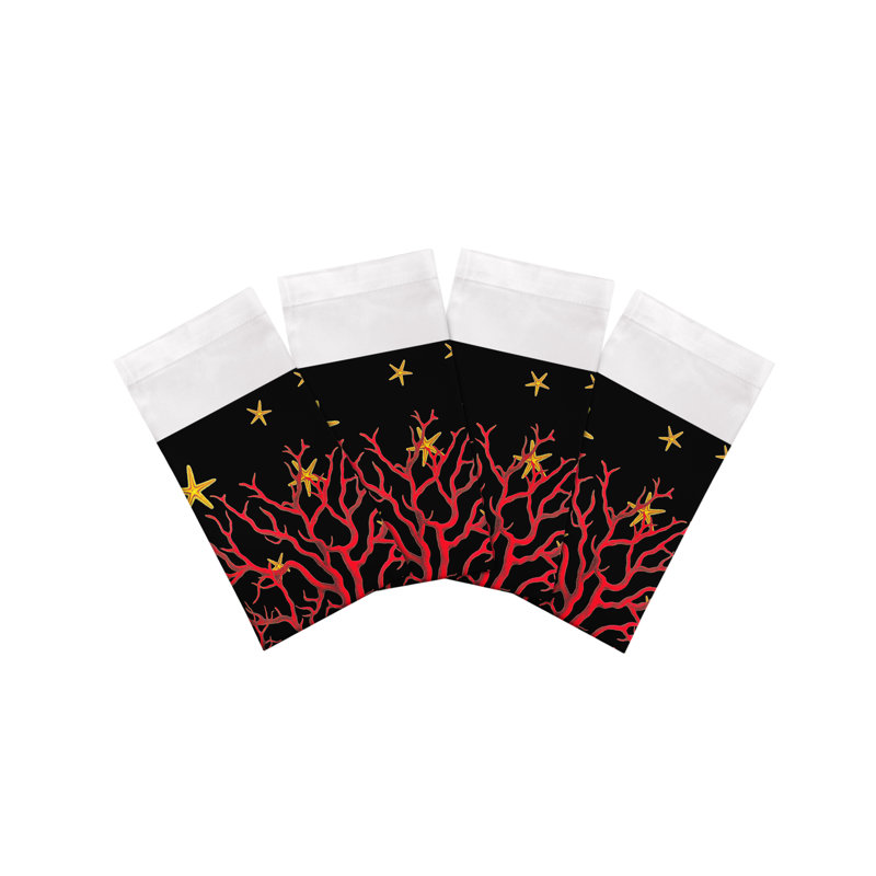 Coral Reef Cotton Sateen Dinner Napkins, Black