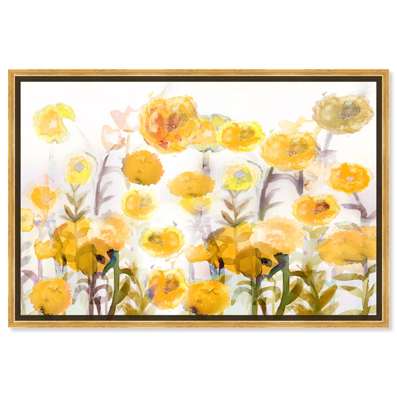 Floral and Botanical Bella Garden Poppy Yellow Gardens, reproduction d'art sur toile, Toile encadrée d'or