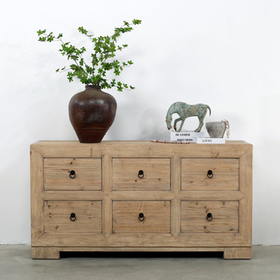 Capri 67.7" Wide 6 Drawer Pine Wood Sideboard by Lily