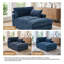 Chaise longue surdimensionnée en chenille bleue avec accoudoirs et coussins décoratifs-1717313532