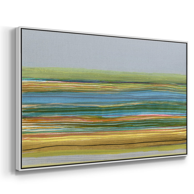 " Parallel Striae II ", 17" H  x 25" W  x  2" D, White Floater Framed Canvas, No