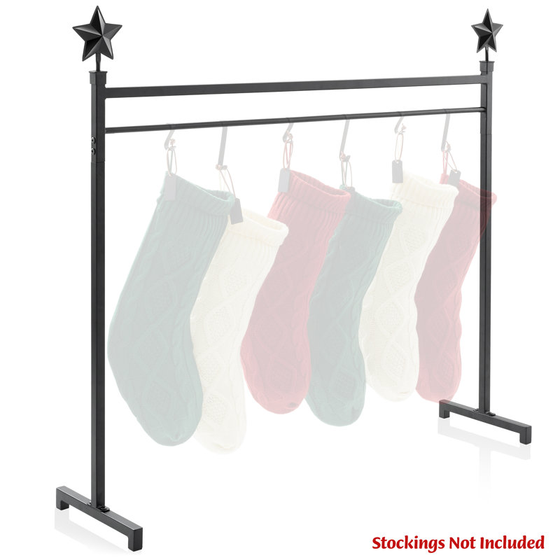 3ft Black Metal Christmas Stocking Holder Stand with Hooks