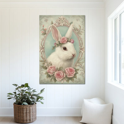 Art mural de lapin de Pâques GUTTATY, décoration murale de photos de lapin de Pâques au printemps, décorations murales de fleurs de lapin et de printemps, impressions de Pâques pour le salon, la chambre à coucher, la chambre d'enfant, la chambre de bébé prête à être suspendue 20 po x 30 po