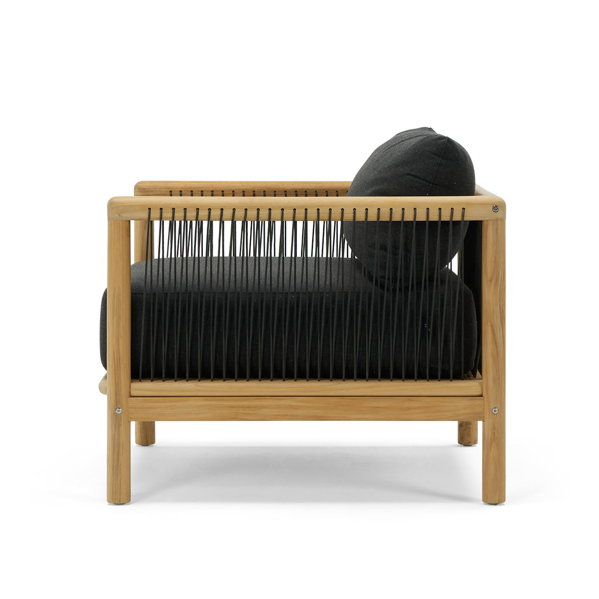 Reel Collection Teak Outdoor Lounge Chair , Sunbrella® Cushions Included, Sunbrella Heritage Char