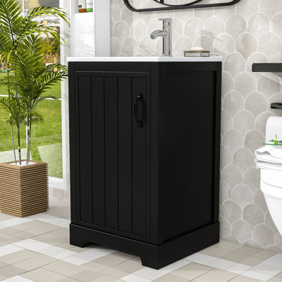 Meuble-lavabo compact avec portes et tablettes à fermeture en douceur