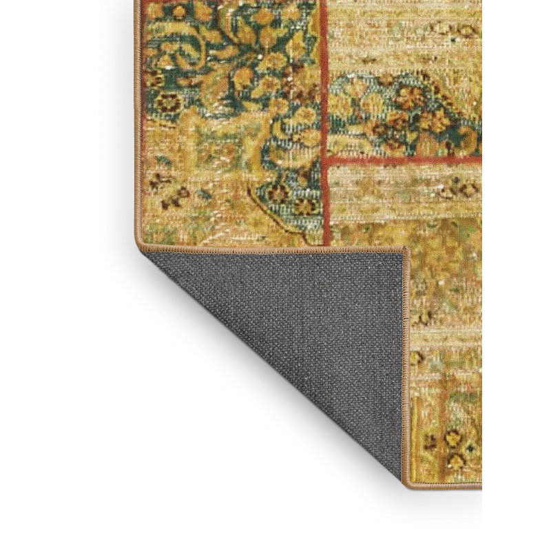 Tapis de zone jaune contemporaine, Rectangle 8 pi x 12 pi