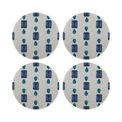 Gem Emeralds Vegan Leather Round Pebble Placemat