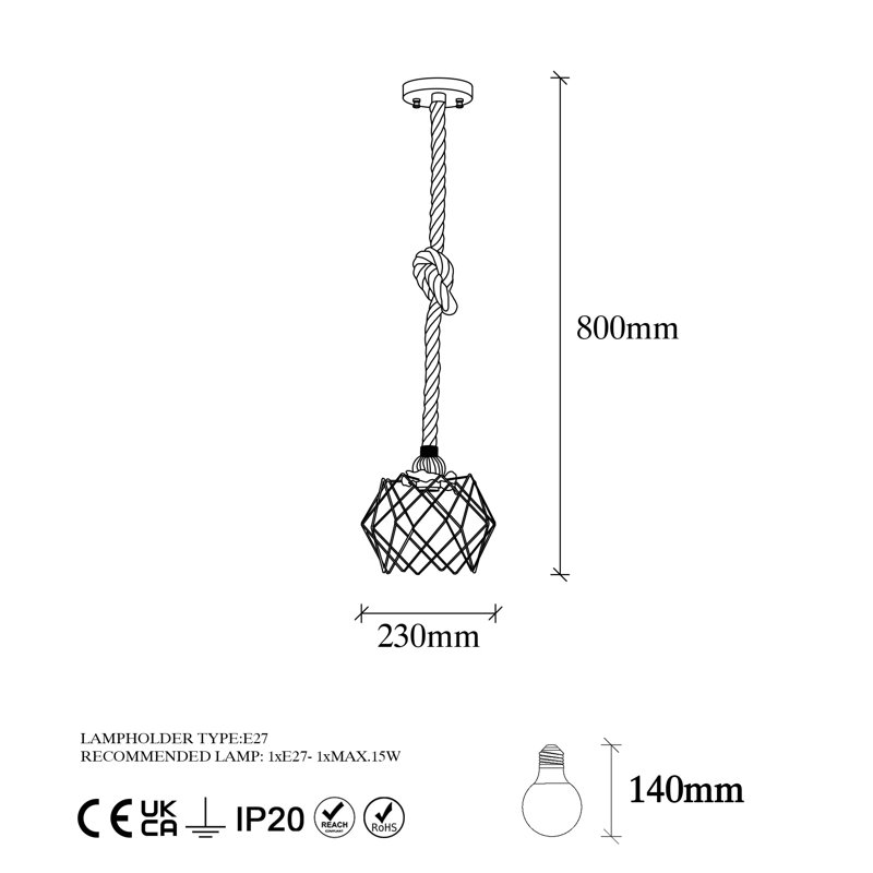 Luminaire suspendu géométrique 1 lumière Newark