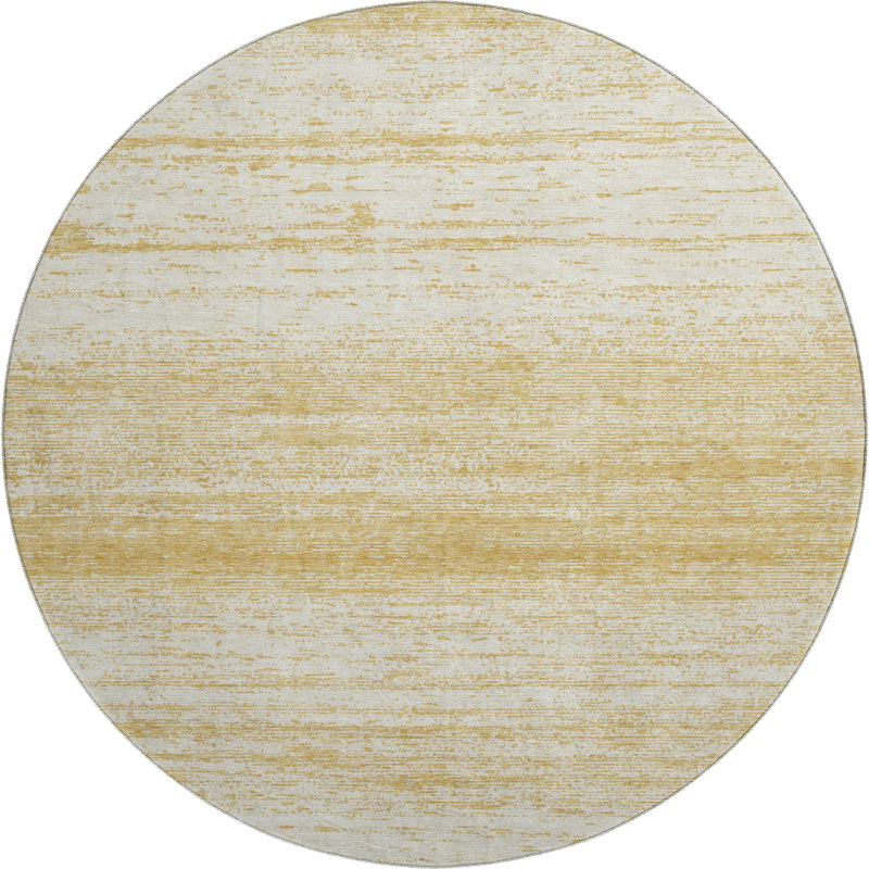 Premium Machine Washable Prisco Gold Rug, Round 8'