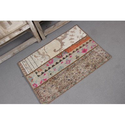 Bold Floral Pattern Vintage Turkish Patchwork Rug for Rustic Home Decor and Eclectic Entryway with Unique Design in Vibrant Colors