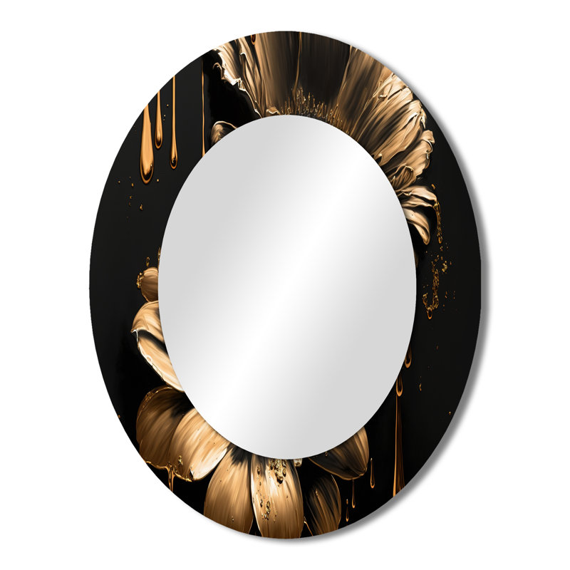 Miroir mural noir et doré Daisy III, 43 po x 33 po