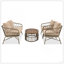 GO Bohemia-Inspired 4-Person Outdoor Seating Group With Removable Cushions, Conversation Patio Set With Wood Tabletop, Beige