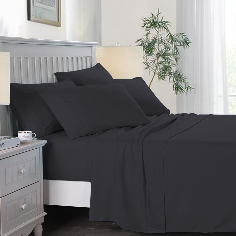 Microfiber Sheet Set, Black, Queen