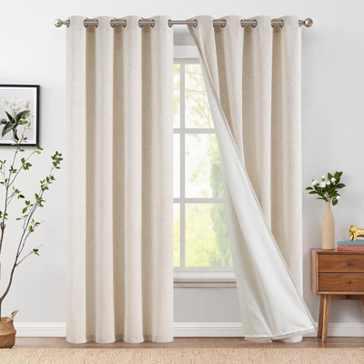 Grommet Linen Farmhouse Curtains for Living Room