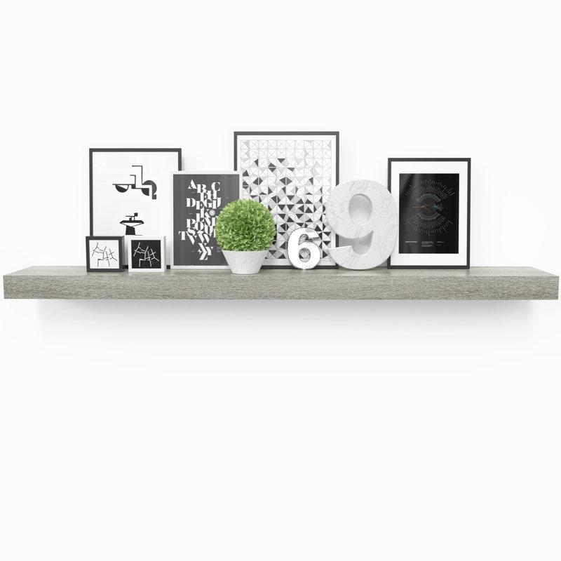 Ballucci 36" Rustic Gray Wood Floating Wall Shelf with Invisible Bracket