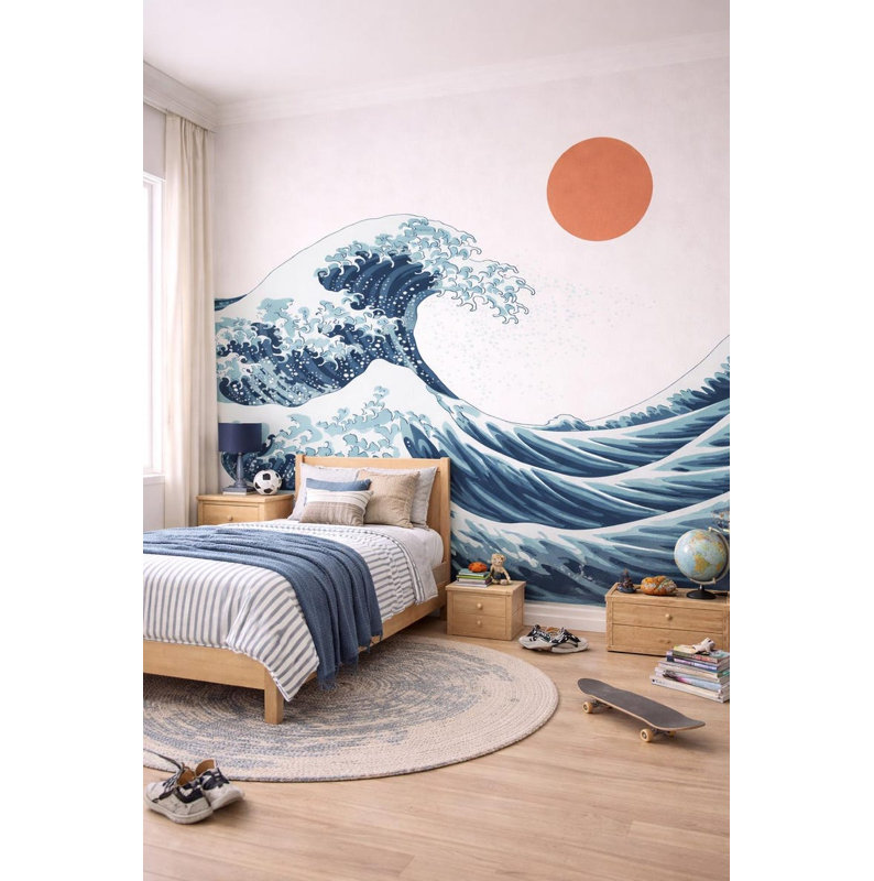 Adhésif décoratif grande vague de 40 pouces de large Kanagawa, hauteur de 30 pouces, 40" W x 30" H