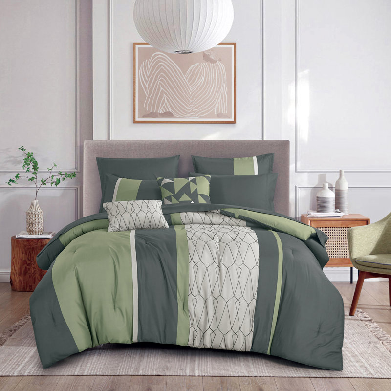 Ensemble complet de lit dans un sac 9 pièces Adama Luxury, Grand édredon et 8 pièces supplémentaires