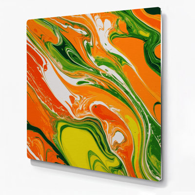 Abstract Fluid Art 30 Orange Metal Wall Art