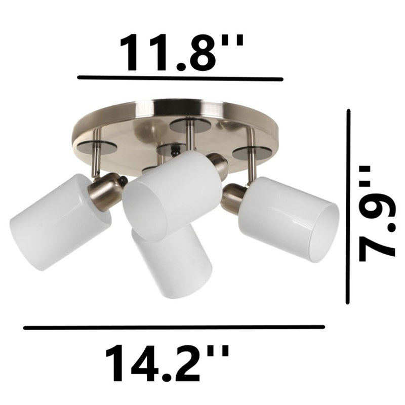 Arden 4-Light Modern Flush Mount Ceiling Light with Glass Cylinder Shades, White