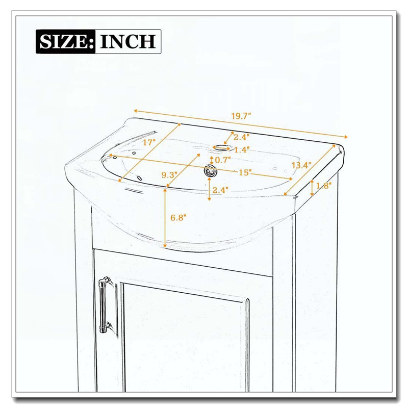 Ensemble de meuble-lavabo sur pied 20 po avec lavabo en céramique et meuble-lavabo simple autoportant 20 po, Blanc