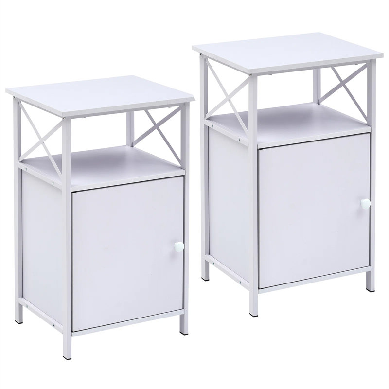 Iron Bedside Table, White