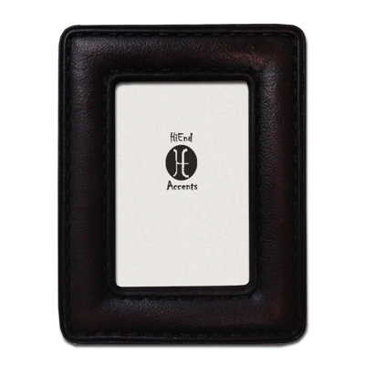Black Leather Beveled Picture Frame