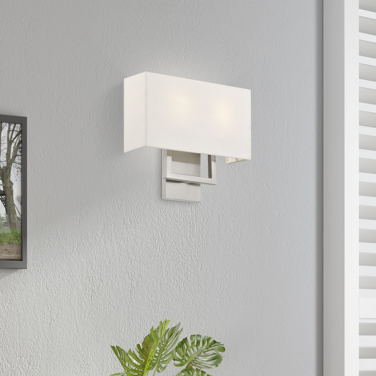Willow 2 Light Dimmable Corner Wall Light, 12" H x 16" W x 3.88" D, Brushed Nickel