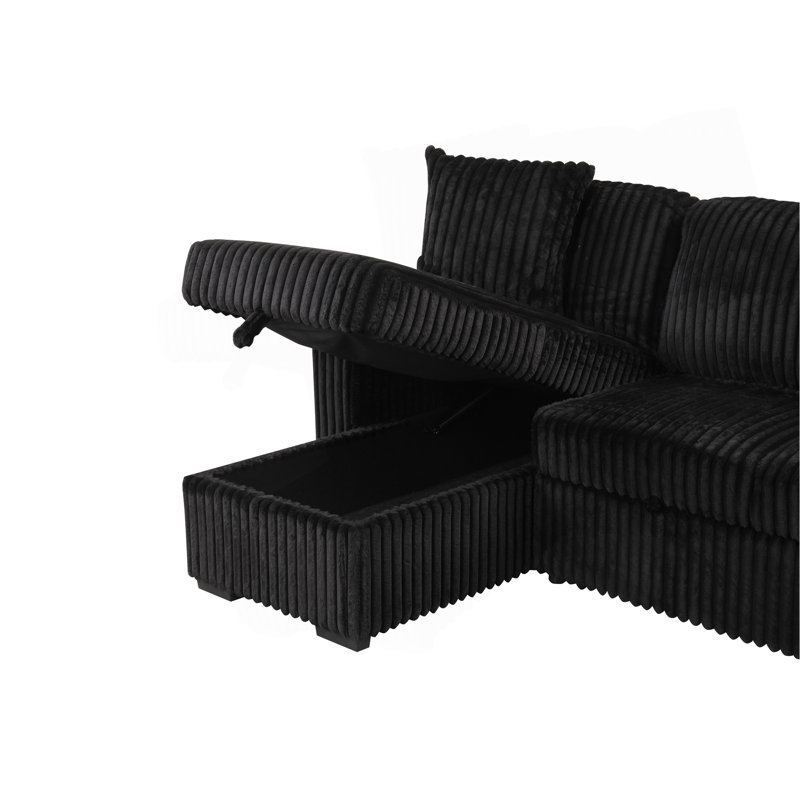Canapé modulaire moelleux avec canapé-lit en tissu de velours, Noir