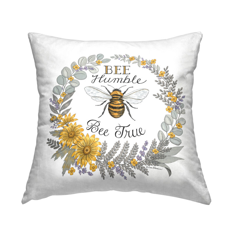 Coussin Bee Humble & True, Blanc / Jaune