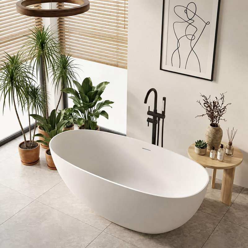 66.92'' x 32.28'' Soaking Solid Surface Bathtub