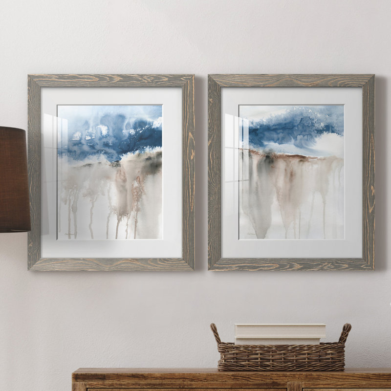 Windy Cliff I - ensemble de 2 reproductions d'art, H 20 po x l 17 po x P 1 po, Cadre en papier gris, Blanc